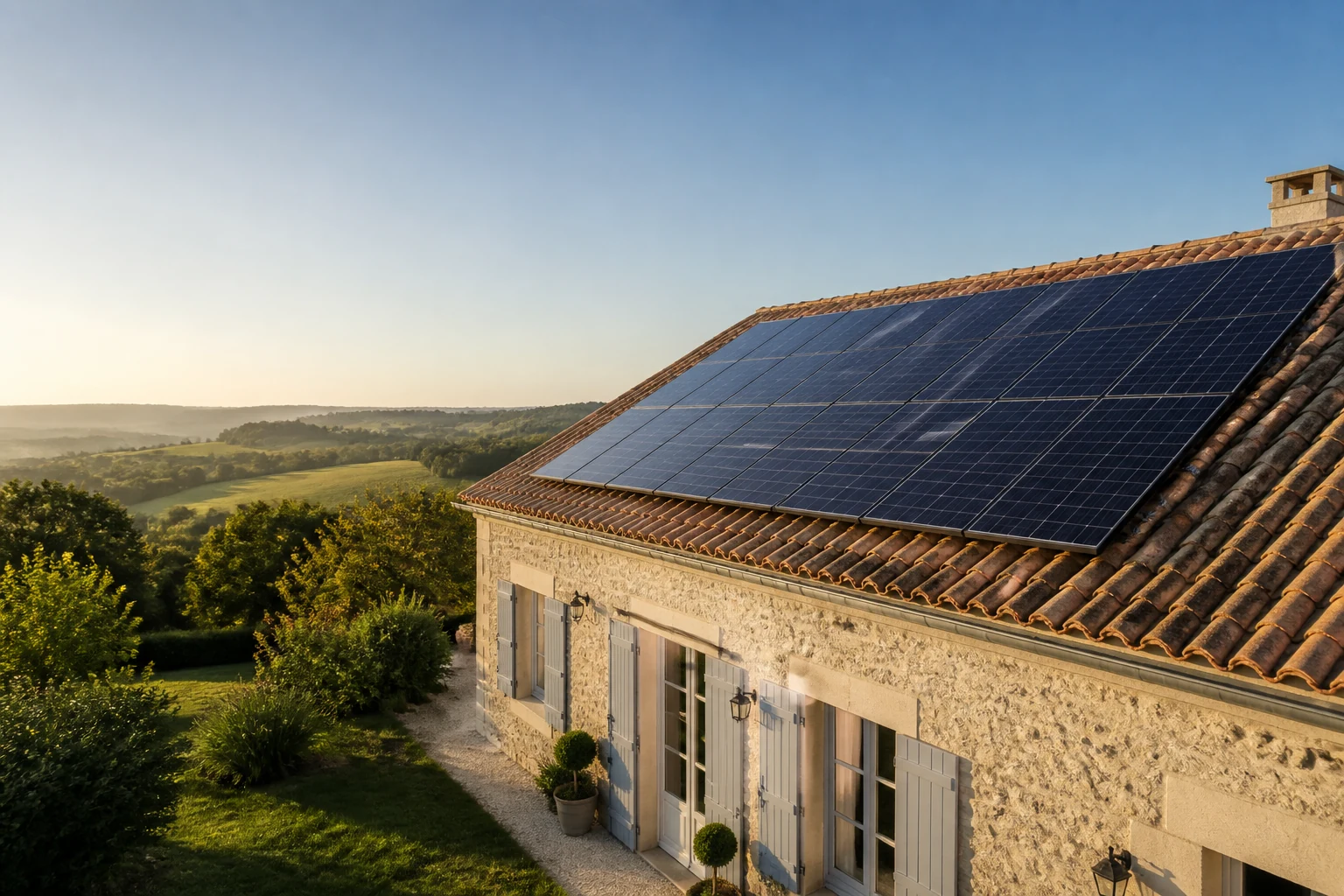Maison contemporaine de la Charente équipée de panneaux photovoltaïques