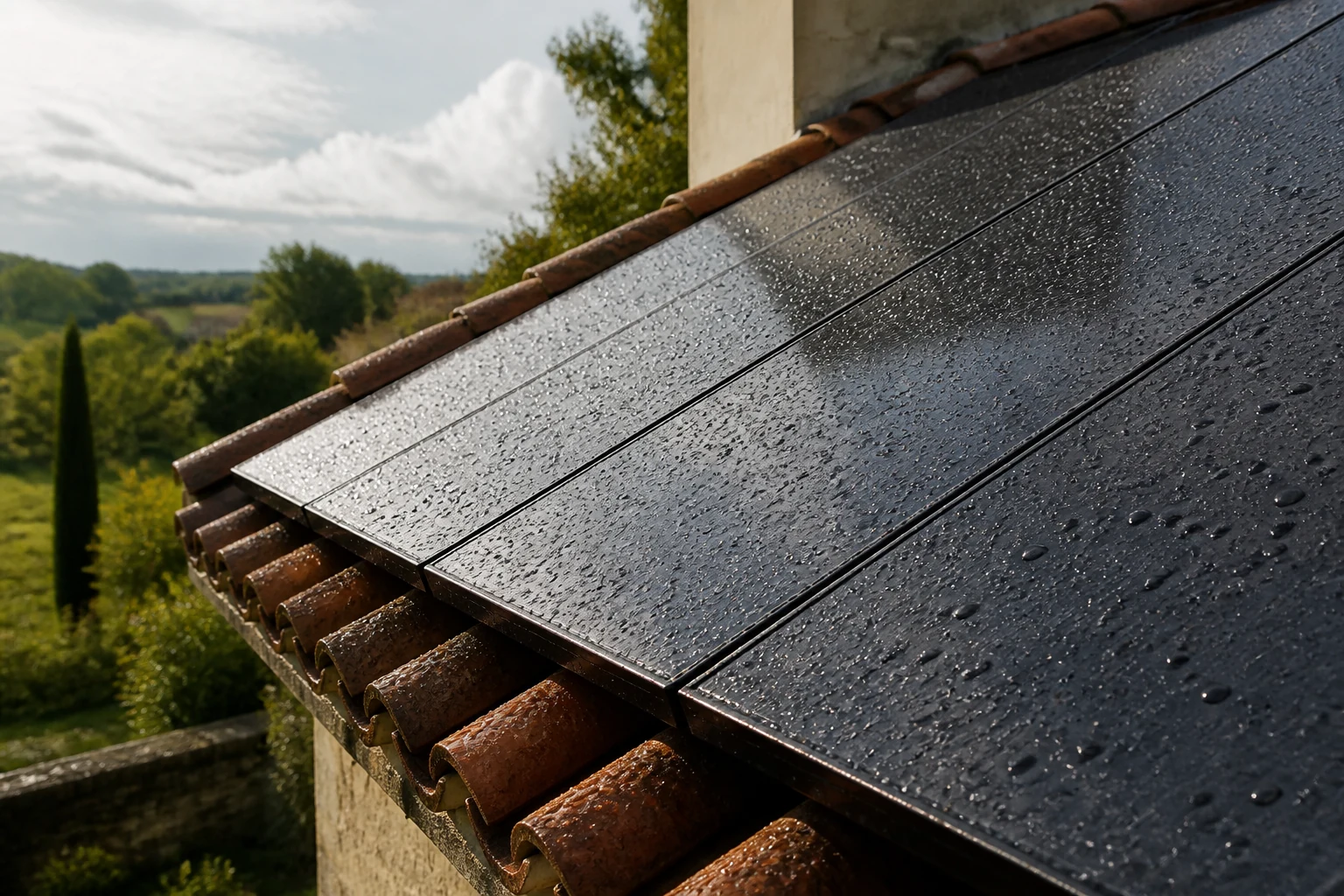 Pose coordonnée d’un module solaire en toiture
