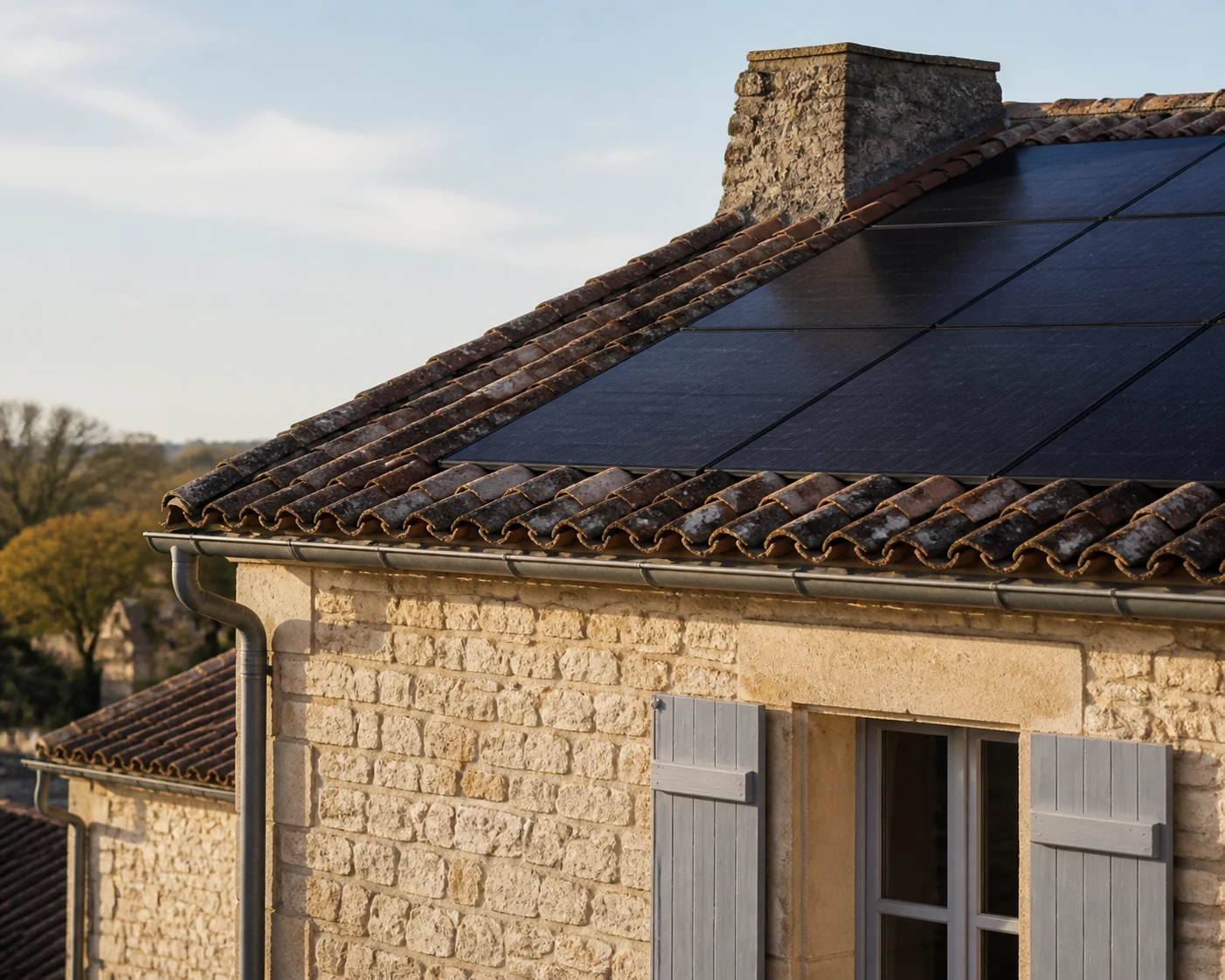 Maison solaire dans un secteur charentais exposé au vent